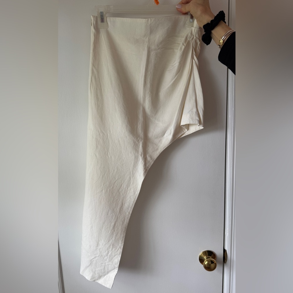 Asymmetrical Linen Feel White Skirt Women’s Small